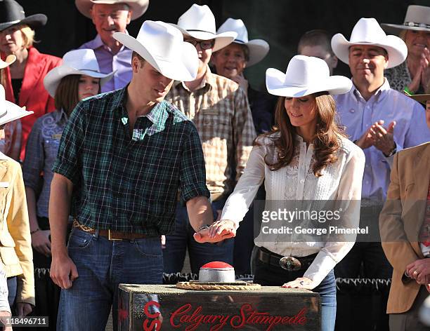 Prince William, Duke of Cambridge and Catherine, Duchess of Cambridge attend the Calgary Stampede Parade on day 9 of the Royal couple's tour of North...