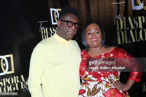 Kwame Boakye and Koshie Mills attend The Diaspora Dialogues Live - LA at California African American Museum on November 01, 2019 in Los Angeles,...