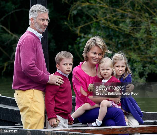 Prince Philippe of Belgium, Prince Gabriel of Belgium, Princess Mathilde of Belgium, Princess Eleonore of Belgium and Princess Elisabeth of Belgium...