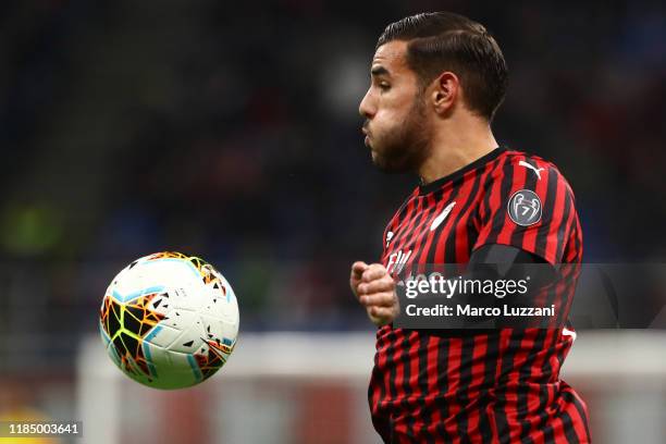 Theo Hernandez of AC Milan in action during the Serie A match between AC Milan and SPAL at Stadio Giuseppe Meazza on October 31, 2019 in Milan, Italy.