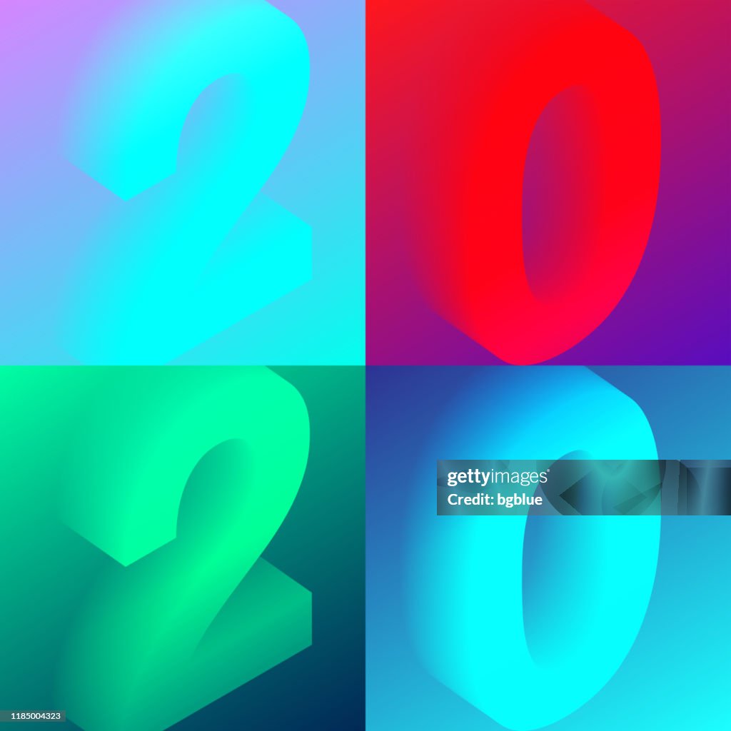 Colorful 2020 Set Of Colorful Numbers 2020 With Trendy Gradients High-Res Vector ...