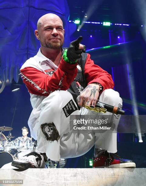 Singer Ivan Moody of Five Finger Death Punch performs as the band kicks off its fall 2019 tour at The Joint inside the Hard Rock Hotel & Casino on...