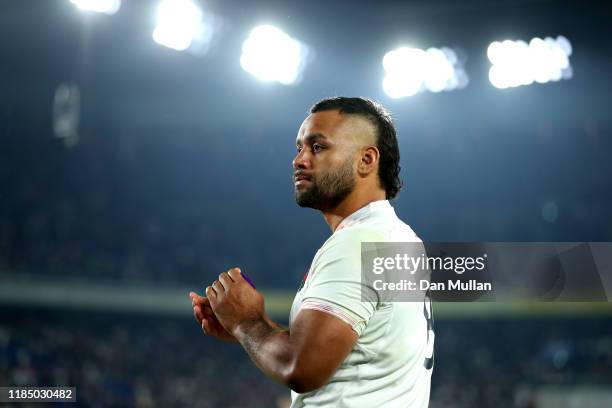 Billy Vunipola of England looks dejected as he applauds the crowd following his side's defeat during the Rugby World Cup 2019 Final between England...