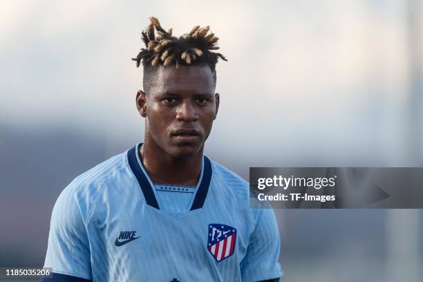 Cedric Teguia of Atletico Madrid looks on during the UEFA Youth League match between Juventus U19 and Atletico Madrid U19 on November 26, 2019 in...