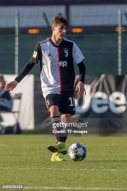 Nicolo Fagioli of Juventus U19 controls the ball during the UEFA Youth League match between Juventus U19 and Atletico Madrid U19 on November 26, 2019...