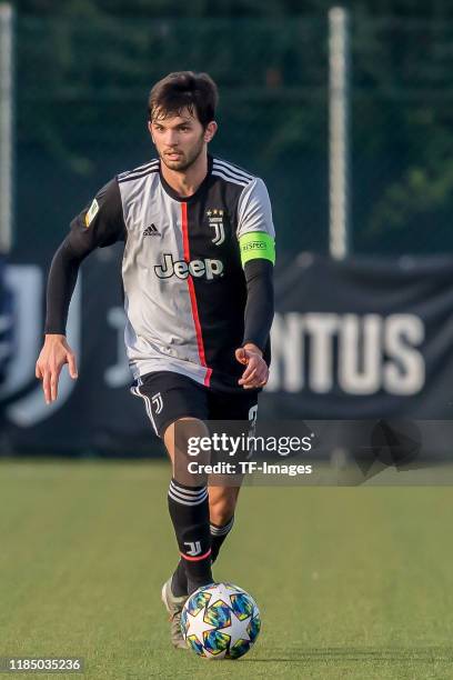 Matteo Anzolin of Juventus U19 controls the ball during the UEFA Youth League match between Juventus U19 and Atletico Madrid U19 on November 26, 2019...