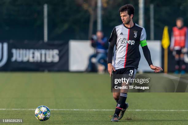 Matteo Anzolin of Juventus U19 controls the ball during the UEFA Youth League match between Juventus U19 and Atletico Madrid U19 on November 26, 2019...