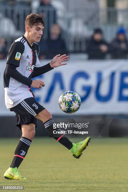 Nicolo Fagioli of Juventus U19 controls the ball during the UEFA Youth League match between Juventus U19 and Atletico Madrid U19 on November 26, 2019...