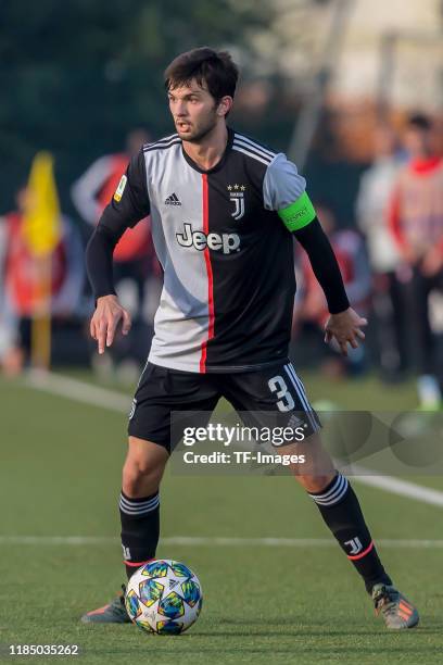 Matteo Anzolin of Juventus U19 controls the ball during the UEFA Youth League match between Juventus U19 and Atletico Madrid U19 on November 26, 2019...