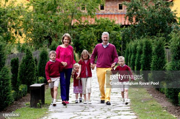 Prince Gabriel of Belgium, Princess Mathilde of Belgium, Princess Eleonore of Belgium, Princess Elisabeth Belgium, Prince Philippe of Belgium and...