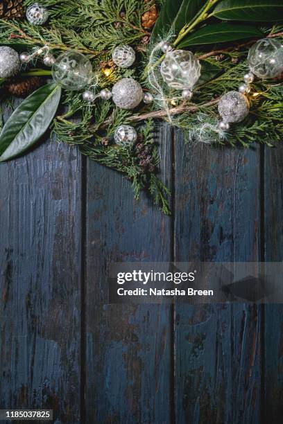 green christmas table decor - shiny wood stock pictures, royalty-free photos & images