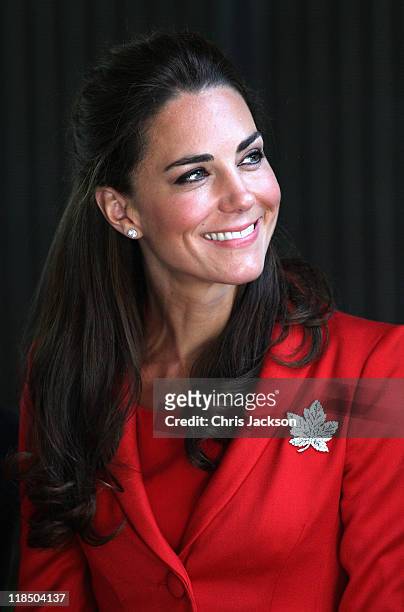 Catherine, Duchess of Cambridge visits a reception at Calgary Zoo on July 8, 2011 in Calgary, Canada. The newly married Royal Couple are on the ninth...