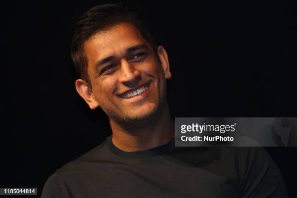 Indian cricketer Mahendra Singh Dhoni smiles during the promotional event for Panerai watches in Mumbai, India on 27 November 2019.