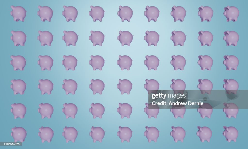 Piggy Bank background, 3D Render