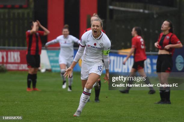 Magdalena Eriksson of Chelsea celebrates after scoring her team's second goal during the FA Women's Continental League Cup Group D match between...