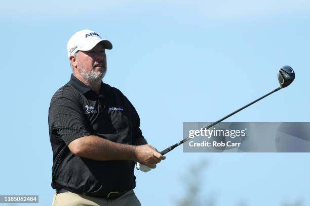 Boo Weekley of the United States plays a shot from the first tee during the third round of the Bermuda Championship at Port Royal Golf Course on...