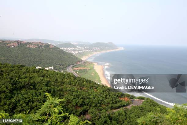 sea view from hill,visakhapatnam,andhra pradesh,india - visakhapatnam bildbanksfoton och bilder