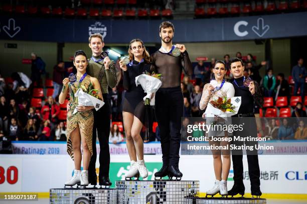 Madison Chock and Evan Bates of the United States, Gabriella Papadakis and Guillaume Cizeron of France, Charlene Guignard and Marco Fabbri of Italy...