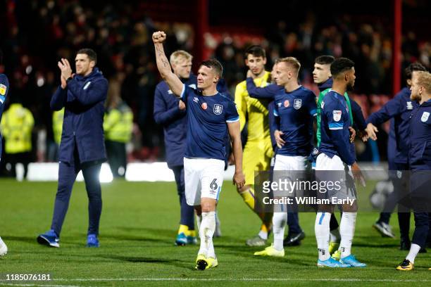 Jonathan Hogg of Huddersfield Town celebrates during the Sky Bet Championship match between Brentford and Huddersfield Town at Griffin Park on...
