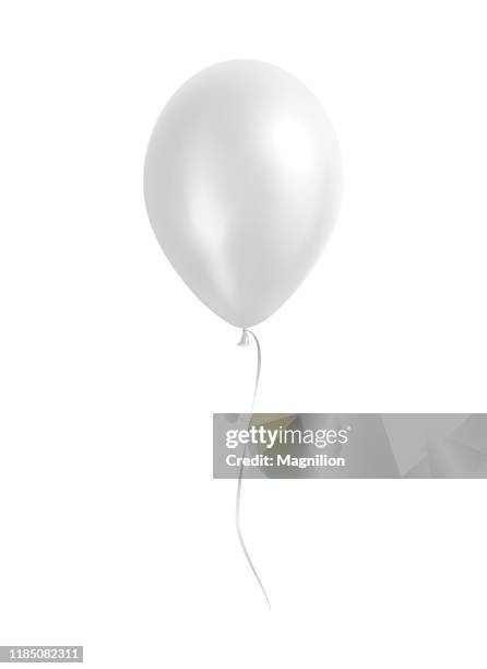 white balloon with silver ribbon - birthday balloons stock illustrations