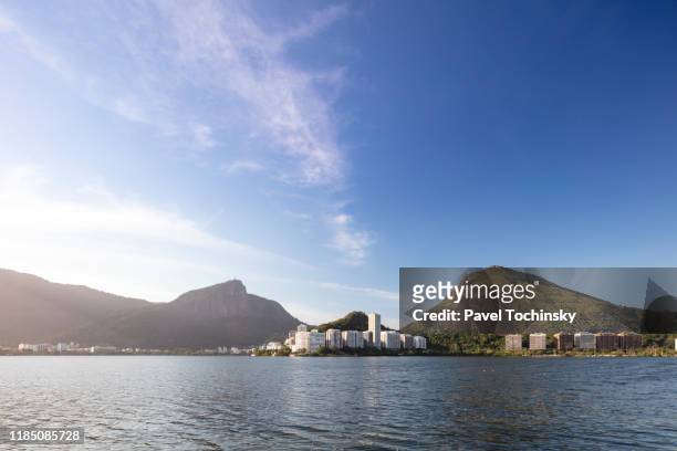 residential area around lagoa lake in rio de janeiro, brazil - corcovado hill stock pictures, royalty-free photos & images