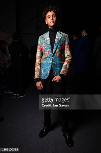 Model backstage ahead of the Behnoode show during the FFWD October Edition 2019 at the Dubai Design District on November 02, 2019 in Dubai, United...