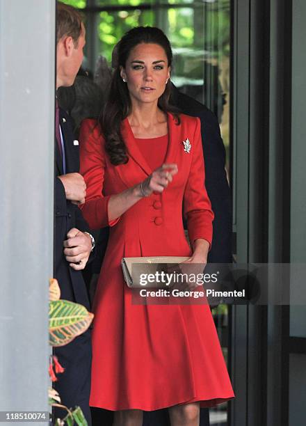 Prince William, Duke of Cambridge and Catherine, Duchess of Cambridge depart the ENMAX Conservatory, Calgary Zoo for Challenger Rotary Park on July...