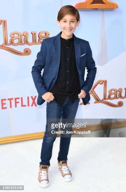 Jaeden Bettencourt attends the premiere of Netflix's "Klaus" at Regency Village Theatre on November 02, 2019 in Westwood, California.
