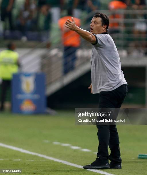 Ceara team coach Adilson Batista gestures during a match between Palmeiras and Ceara for the Brasileirao Series A 2019 at Allianz Parque on November...