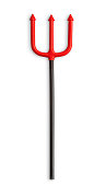 Halloween Trident, pitchfork isolated on white background (clipping path) for kid devil costume holiday party