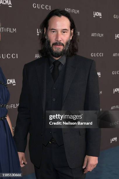 Keanu Reeves attends the 2019 LACMA 2019 Art + Film Gala Presented By Gucci at LACMA on November 02, 2019 in Los Angeles, California.