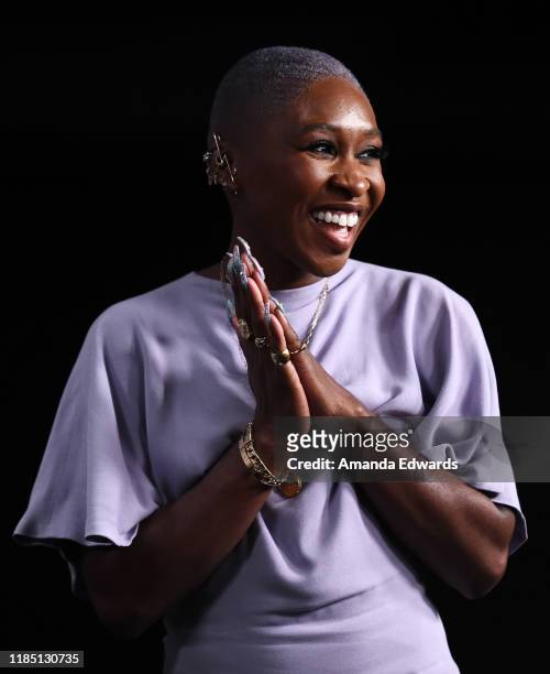 Actress and singer Cynthia Erivo attends the SAG-AFTRA Foundation Conversations with "Harriet" at the SAG-AFTRA Foundation Screening Room on November...