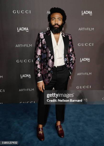Donald Glover, wearing Gucci, attends the 2019 LACMA Art + Film Gala Presented By Gucci at LACMA on November 02, 2019 in Los Angeles, California.