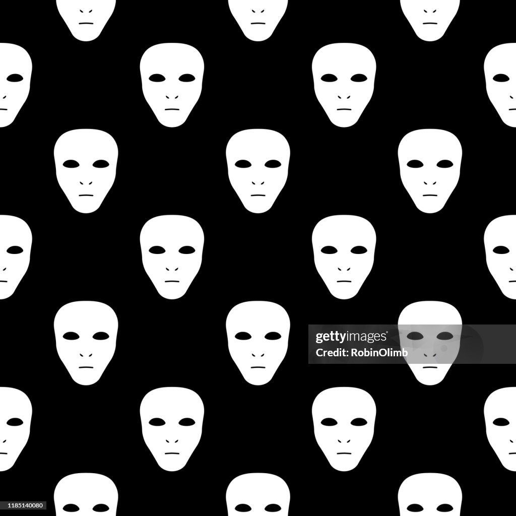 White Masks Seamless Pattern
