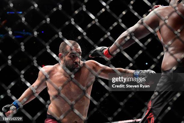 Derrick Lewis of the United States fights against Blagoy Ivanov of Bulgaria in the Heavyweight bout during UFC 244 at Madison Square Garden on...