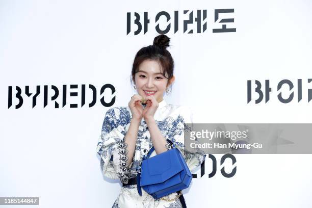 Irene aka Bae Joo-Hyun of girl group Red Velvet arrives at the photocall for 'BYREDO' on November 01, 2019 in Seoul, South Korea.