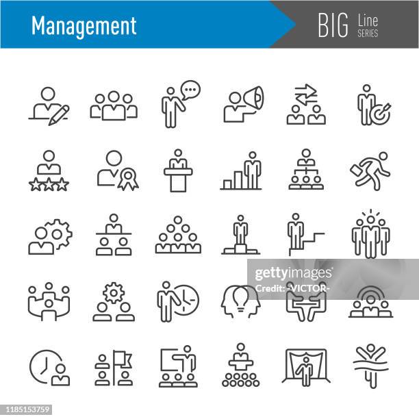 management icons set - big line series - persuasion stock illustrations