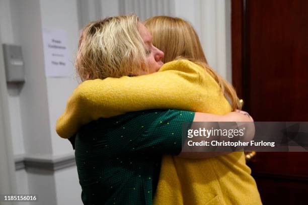 Margaret Aspinall , whose 18-year-old son James was killed in the disaster, comforts a relative after former South Yorkshire police chief...