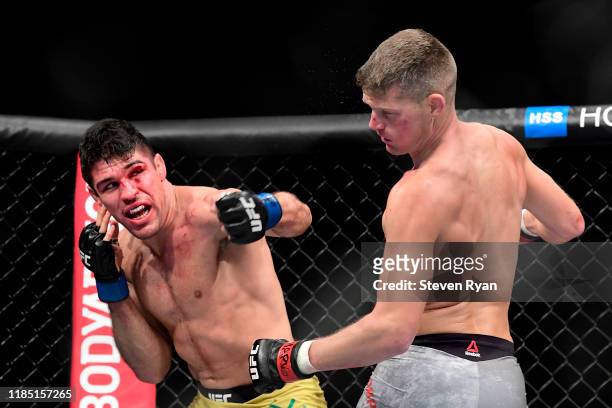Stephen Thompson of the United States fights against Vicente Luque of the United States in in the Welterweight bout during UFC 244 at Madison Square...