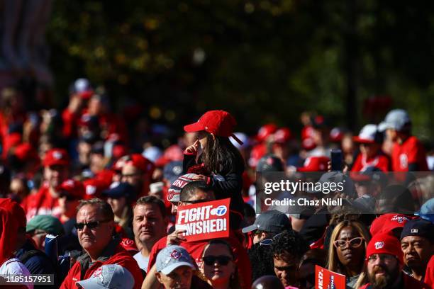 Fans gather as the Washington Nationals hold a parade to celebrate their World Series victory over the Houston Astros on November 02, 2019 in...