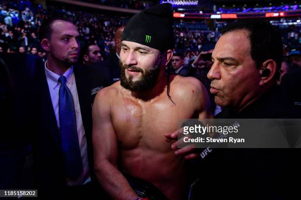 Jorge Masvidal of the United States is awarded victory by TKO on a medical stoppage against Nate Diaz of the United States in the Welterweight "BMF"...