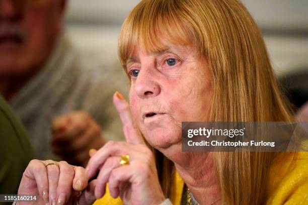 Margaret Aspinall, whose 18-year-old son James was killed in the disaster, speaks during a press conference at the Cunard Building after former South...