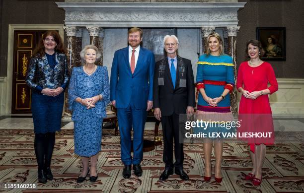 Director of the Erasmus Prize Foundation Shanti van Dam, Dutch Princess Beatrix, King Willem-Alexander of the Netherlands, US composer and conductor...