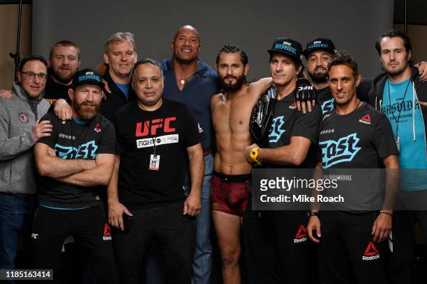 Jorge Masvidal poses for a portrait backstage with his team during the UFC 244 event at Madison Square Garden on November 02, 2019 in New York City.