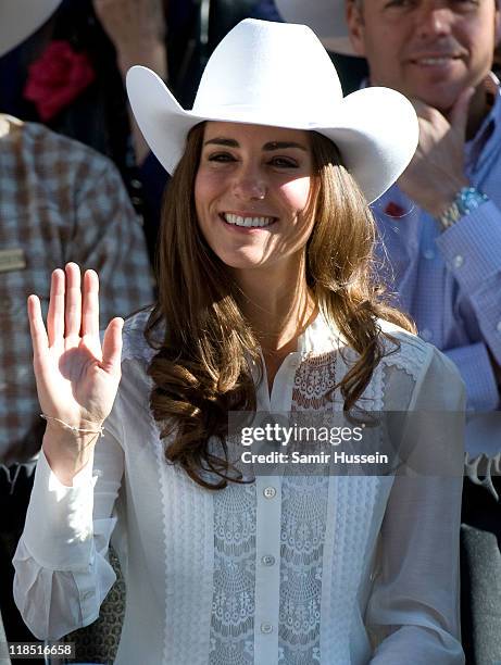 Catherine, Duchess of Cambridge attends the Calgary Stampede on day 9 of the Royal couple's tour of North America on July 8, 2011 in Calgary, Canada.