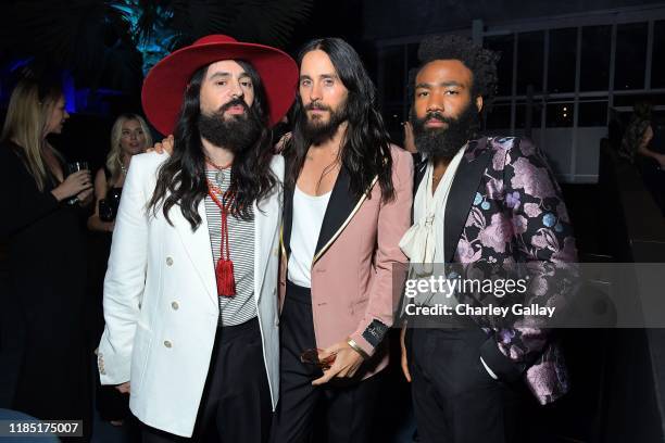 Alessandro Michele, Jared Leto, and Donald Glover, all wearing Gucci, attend the 2019 LACMA Art + Film Gala Presented By Gucci at LACMA on November...