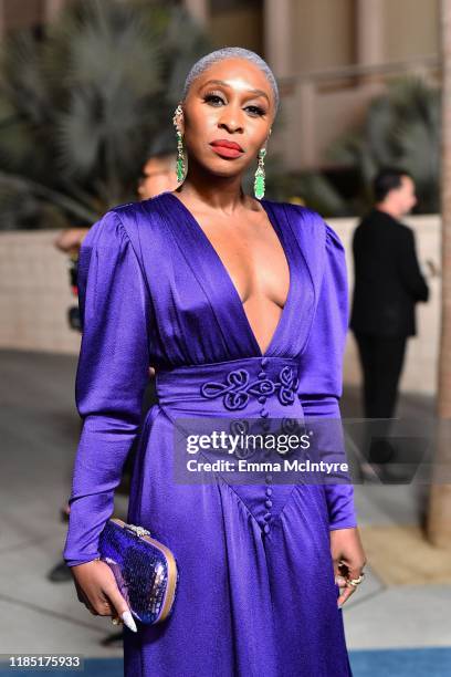 Cynthia Erivo, wearing Gucci, attends the 2019 LACMA Art + Film Gala Presented By Gucci at LACMA on November 02, 2019 in Los Angeles, California.