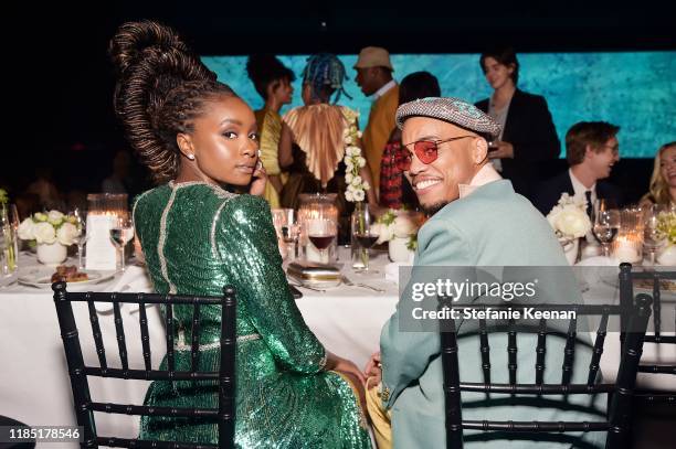 KiKi Layne and Anderson .Paak, both wearing Gucci, attend the 2019 LACMA Art + Film Gala Presented By Gucci at LACMA on November 02, 2019 in Los...