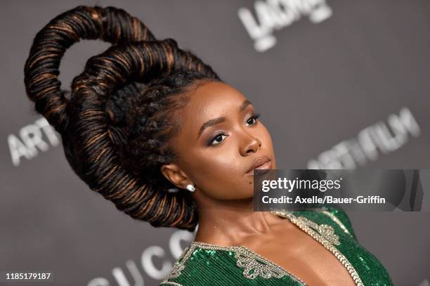 KiKi Layne attends the 2019 LACMA Art + Film Gala Presented By Gucci on November 02, 2019 in Los Angeles, California.