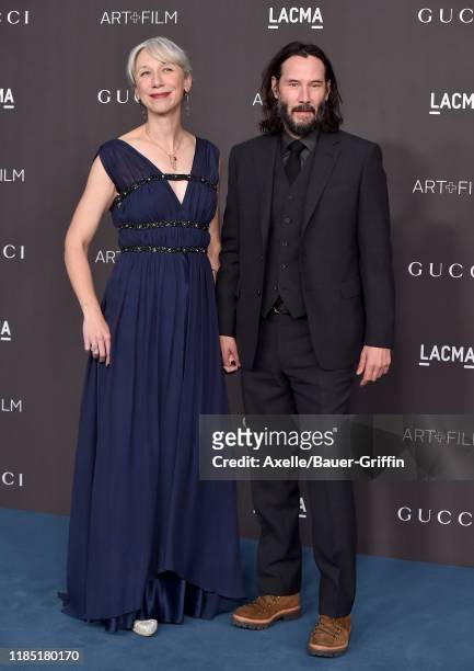 Alexandra Grant and Keanu Reeves attend the 2019 LACMA Art + Film Gala Presented By Gucci on November 02, 2019 in Los Angeles, California.